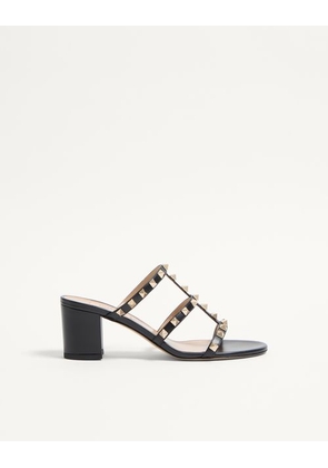 Valentino Garavani Rockstud Calfskin Leather Slide Sandal 60 Mm Woman BLACK 34