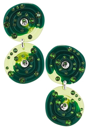 FRY POWERS Sun Powers Crystal Drop Earrings in Fern & Zucchini - Green. Size all.