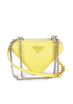 prada Prada Saffiano Triangle Shoulder Bag in Yellow - Yellow. Size all.