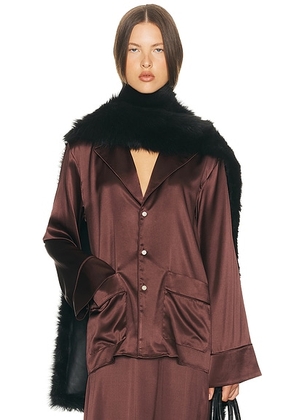 Helsa The Silk Charmeuse Pajama Shirt in Fudge - Brown. Size L (also in M, S, XL, XS, XXS).