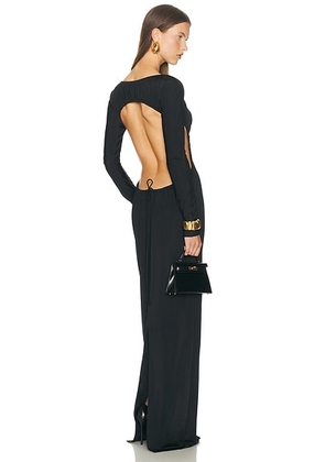Helsa The Ruched Open Back Jersey Dress in Black - Black. Size L (also in M, S, XL, XS, XXS).