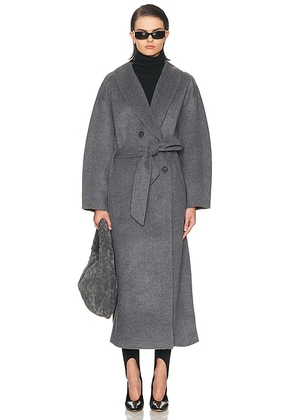 House of Dagmar Relaxed Double Coat in Grey Melange - Grey. Size 32 (also in 36, 40).