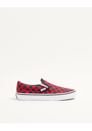 Valentino Garavani Valentino Garavani And Vans Fabric Slip-On Trainer With VLogo Checkerboard Print Woman ROUGE PUR/BLACK 35