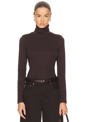 FLORE FLORE Dinah Turtleneck Top in Choco Plum - Chocolate. Size S (also in XS).