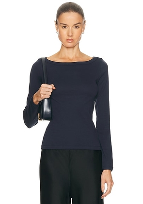 FLORE FLORE Steffi Long Sleeve Top in Navy - Navy. Size L (also in M, XS).
