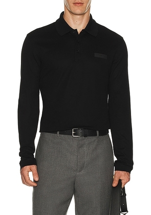 Givenchy Long Sleeve Polo Regular Fit in Black - Black. Size M (also in XL/1X, XXL/2X).