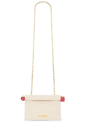 JACQUEMUS La Petite Pochette Rond C in Light Greige - Cream. Size all.