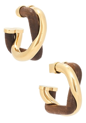 JACQUEMUS Les Boucles Doppio in Gold & Brown - Metallic Gold. Size all.