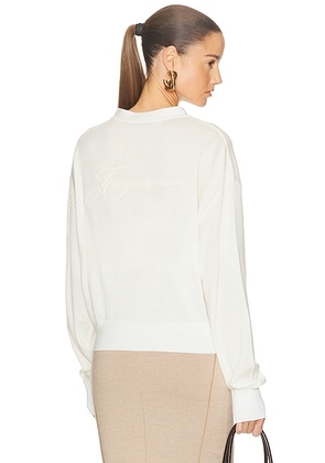 JACQUEMUS Le Cardigan Brode in Off White - White. Size 36 (also in 34, 38, 40, 42).