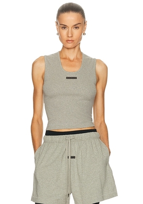 Fear of God ESSENTIALS Rib Tank Top in Concrete Heather - Charcoal. Size L (also in ).