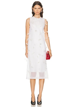 Jil Sander Hand Embroidered Feather Dress in Natural - White. Size 34 (also in 36, 38).