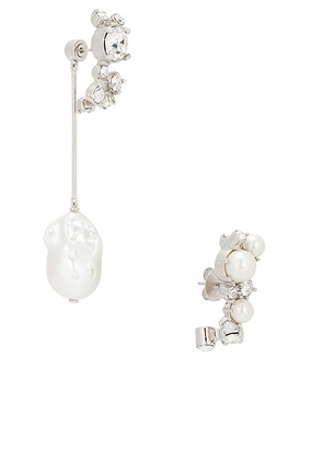 Givenchy Crystal Pearl Silvery Hoops Earrings in White & Silvery - Metallic Silver. Size all.
