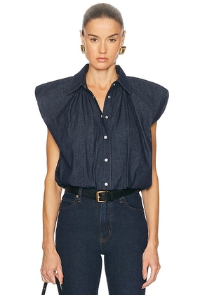 FRAME Shell Top in Puzzle - Blue. Size L (also in M, XL, XS).