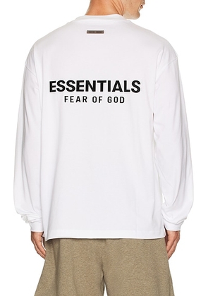 Fear of God ESSENTIALS Classic Long Sleeve Tee in Bright White - White. Size L (also in XL/1X).