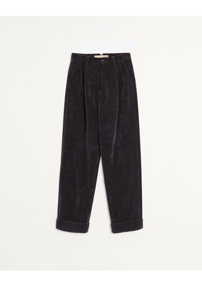 Valentino Washed Cotton-Linen Velvet Trousers Man NIGHT 46