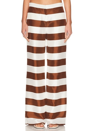 Cult Gaia Kaliluna Pant in Large Saddle Stripe - Brown,White. Size 0 (also in 10, 4, 6).