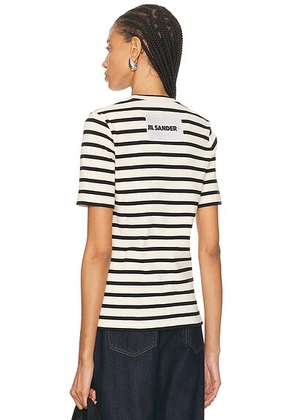 Jil Sander Short Sleeve T-Shirt in Bluejay - Cream,Black. Size L (also in M, S, XS).