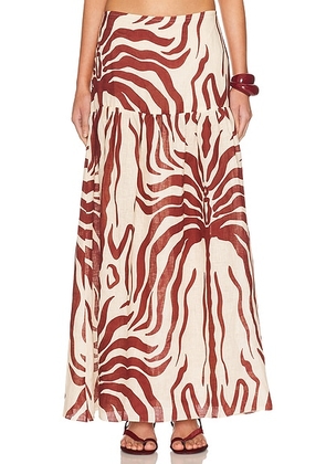 Johanna Ortiz Bohemia Maxi Skirt in Ecru & Wine - Burgundy,Cream. Size 2 (also in 6).