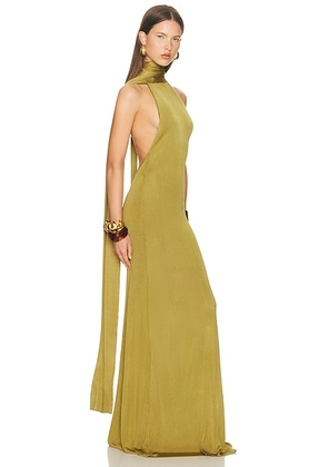 Helsa Novie Maxi Knit Dress in Burnished Gold - Metallic Gold. Size L (also in M, XL).