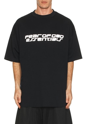 Fear of God ESSENTIALS 90'S Short Sleeve Tee in Vintage Black - Black. Size L (also in M, S, XL/1X, XS, XXL/2X).