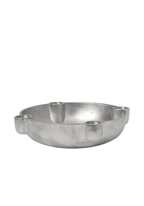 Ferm Living Bowl Medium Candle Holder in Aluminium - Metallic Silver. Size all.