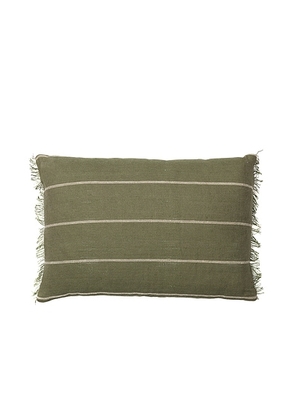 Ferm Living Calm Rectangular Cushion in Olive & Off-white - Olive. Size all.
