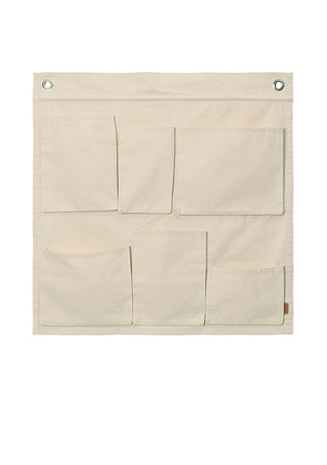 Ferm Living Canvas Wall Pockets in Off-white - Cream. Size all.