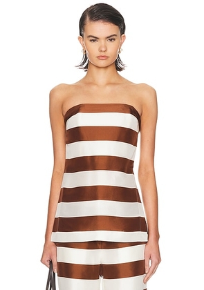 Cult Gaia Rhett Top in Large Saddle Stripe - Brown,White. Size 0 (also in 10, 4, 6, 8).