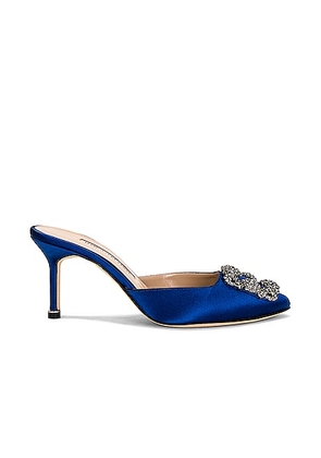 Manolo Blahnik Satin Hangisimu 70 Mule in True Blue - Royal. Size 36.5 (also in ).