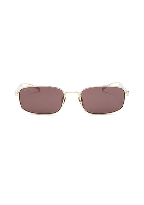 Gucci Bamboo Metal Rectangular Sunglasses in Gold & Brown - Metallic Gold. Size all.