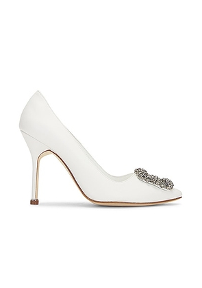 Manolo Blahnik Leather Hangisi 105 Heel in White - White. Size 40 (also in ).