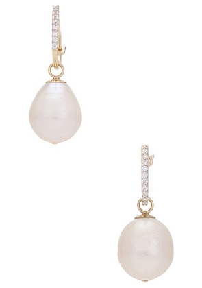 Loren Stewart Teardrop Huggie Earrings in 14k Yellow Gold - White. Size all.