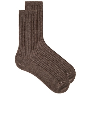 Jenni Kayne Cable Socks in Ash Heather - Brown. Size all.