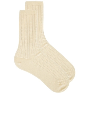 Jenni Kayne Cable Socks in Yellow - Cream. Size all.