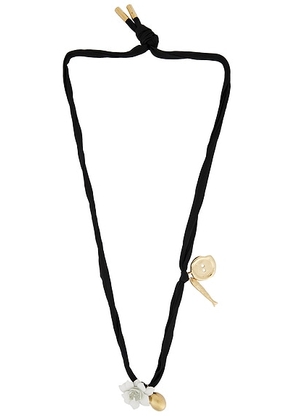 Givenchy Lucky Charms Black Flower Cord Necklace in Golden Yellow - Metallic Gold,Black. Size all.