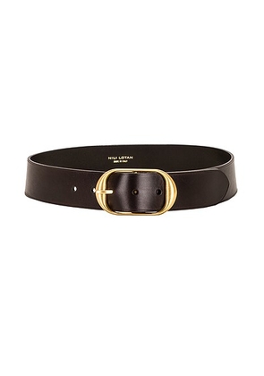 NILI LOTAN Nili Belt in Dark Brown & Antique Brass - Chocolate. Size 65 (also in 70).