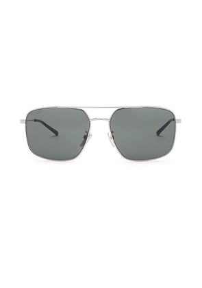 Gucci Web Stripe Rectangular Sunglasses in Silver & Grey - Metallic Silver. Size all.