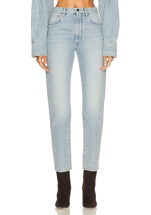 Loulou de Saison Wular Straight Denim Jeans in Washed Light Blue - Denim-Light. Size 26 (also in ).