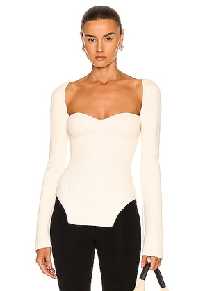 KHAITE Maddy Long Bustier Top in Cream - White. Size L (also in ).