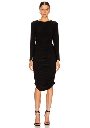 Norma Kamali Long Sleeve Shirred Dress in Black - Black. Size XS (also in ).