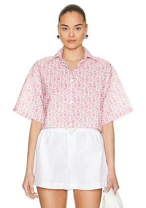Moncler Cropped Logo Print Short Sleeve Shirt in Pink - Pink. Size 44 (also in ).