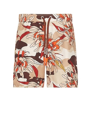 Moncler Swimwear in Orange & Maroon - Orange. Size L (also in S, XL).