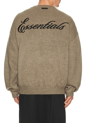 Fear of God ESSENTIALS Waffle Crewneck Sweater in Homestead Heather - Grey. Size L (also in M, S, XL/1X, XS, XXL/2X).