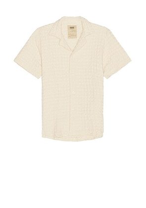 OAS Ecru Cuba Waffle Shirt in Off White - Cream. Size L (also in M, S, XL/1X, XXL/2X).