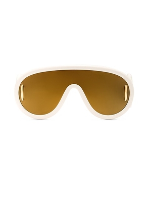 Loewe Paula's Ibiza Shield Sunglasses in Shiny Vanilla in Ivory & Brown Mirror - White. Size all.