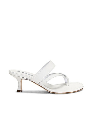 Manolo Blahnik Susa 50 Leather Sandal in Medium Cream - Cream. Size 36.5 (also in 38.5).