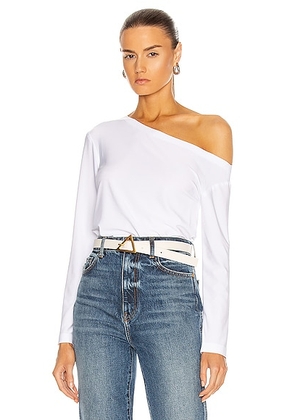 Norma Kamali Long Sleeve Drop Shoulder Top in Snow White - White. Size S (also in ).