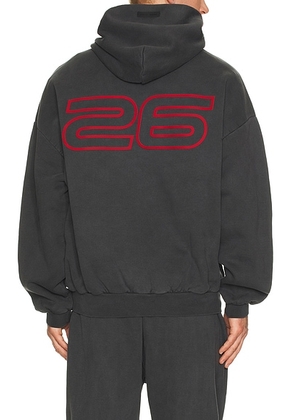 Fear of God ESSENTIALS 90'S Hoodie in Iron Grey - Charcoal. Size L (also in M, S, XL/1X, XS, XXL/2X).