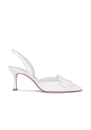 Manolo Blahnik Maysli 70 Nappa Slingback in White - White. Size 36 (also in 36.5, 37, 38, 40.5, 41).