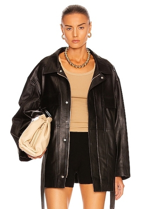 NOUR HAMMOUR Zakary Soft Leather Jacket in Black - Black. Size 38 (also in 40, 42).